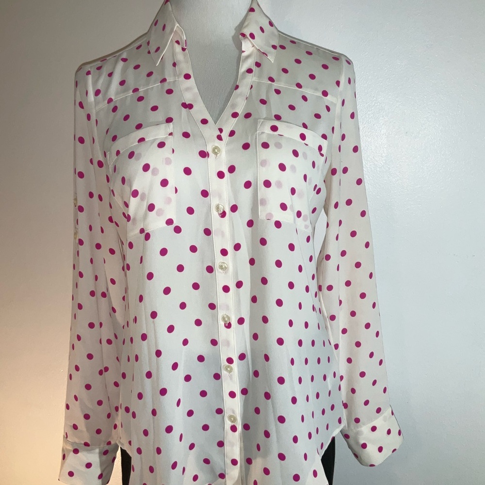 Express Cream Portofino Button Down Shirt with Notched Collar - Picture 2 of 11